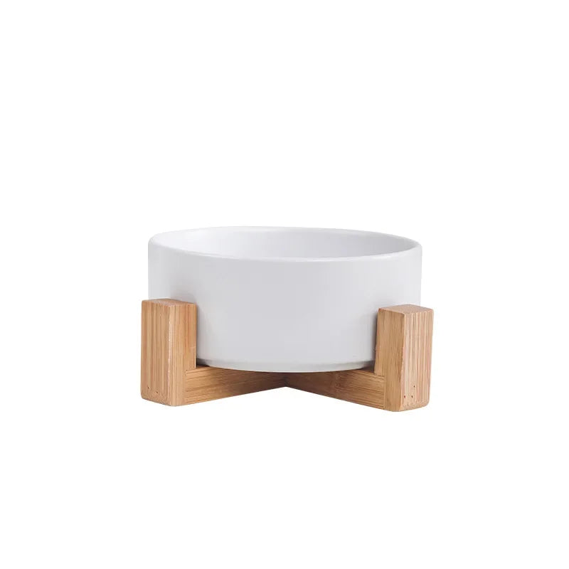 Gamelle Design en Céramique avec Support Bois – Bol Élevé pour Chien & Chat 🐾