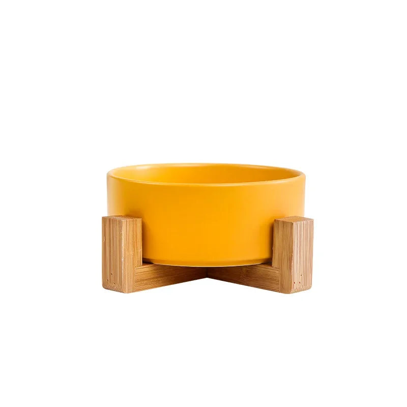 Gamelle Design en Céramique avec Support Bois – Bol Élevé pour Chien & Chat 🐾