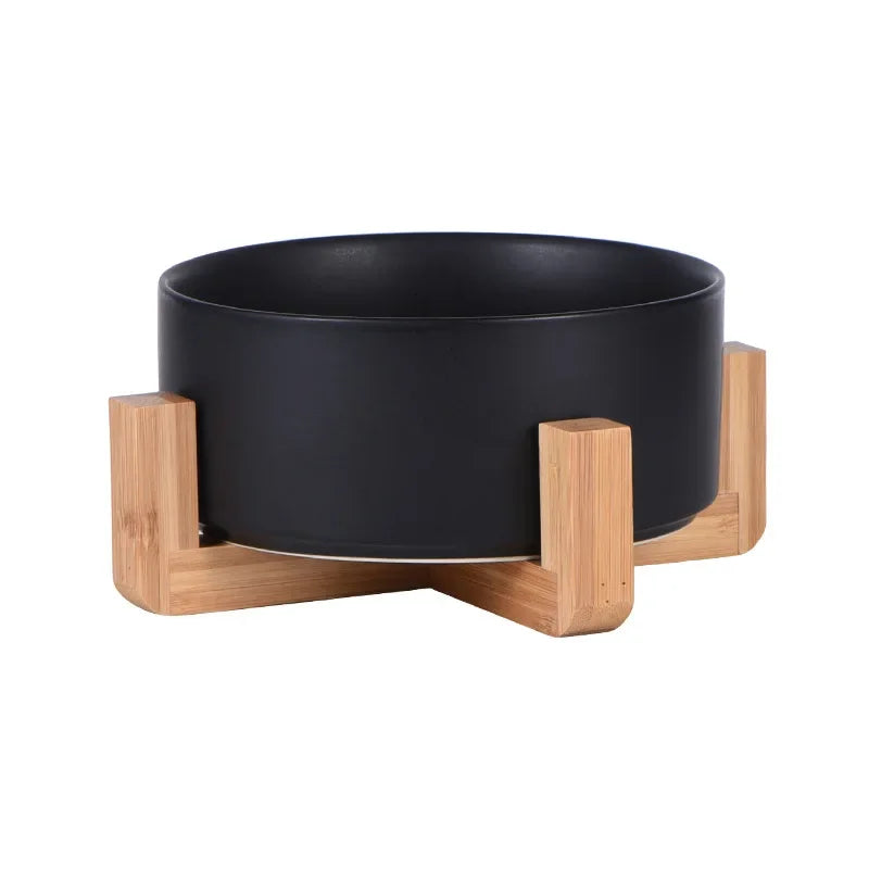 Gamelle Design en Céramique avec Support Bois – Bol Élevé pour Chien & Chat 🐾