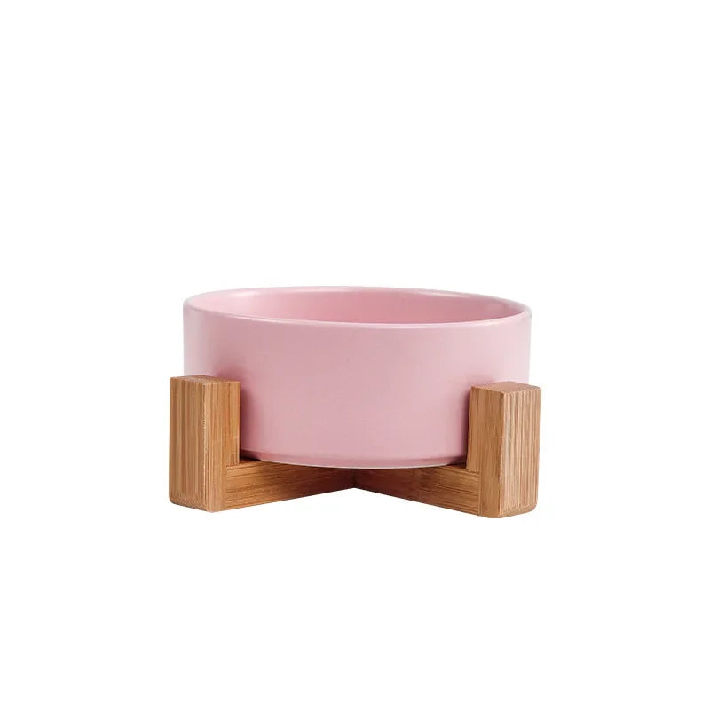 Gamelle Design en Céramique avec Support Bois – Bol Élevé pour Chien & Chat 🐾