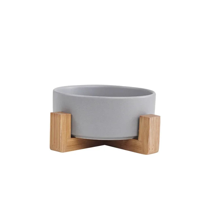 Gamelle Design en Céramique avec Support Bois – Bol Élevé pour Chien & Chat 🐾